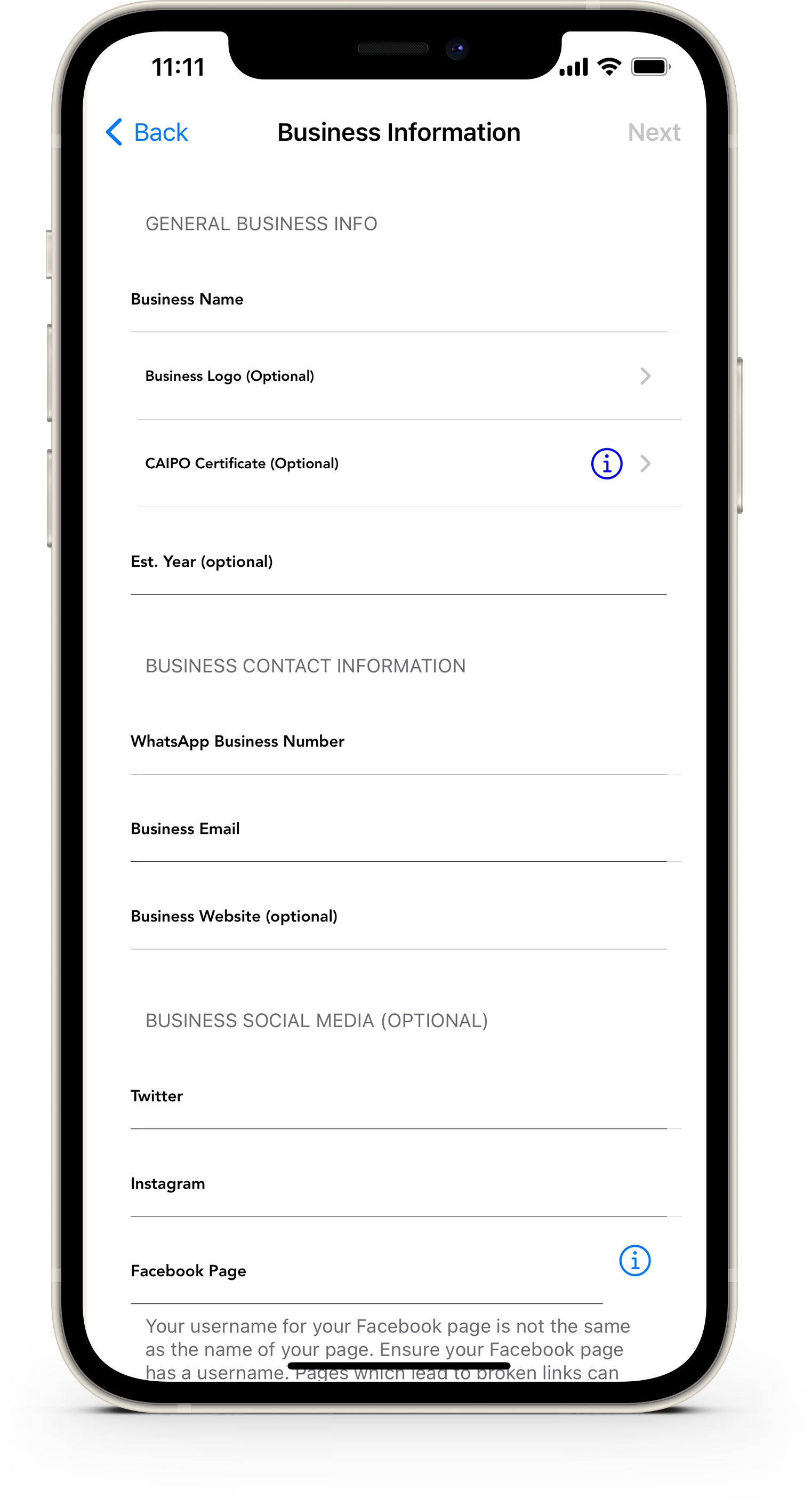 QuickBusiness business form